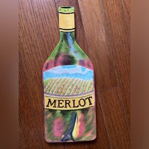 Fitz and Floyd Cheese, hanging, tray. Shaped like a wine bottle